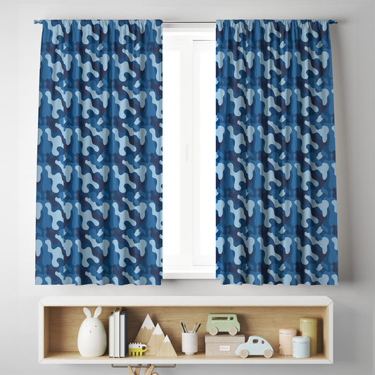 Blue Camo Camouflage Curtains full sublimation