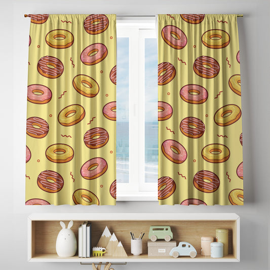 Yellow Donuts Curtains full sublimation