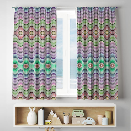 custom full sublimation printed Funky Waves Curtains