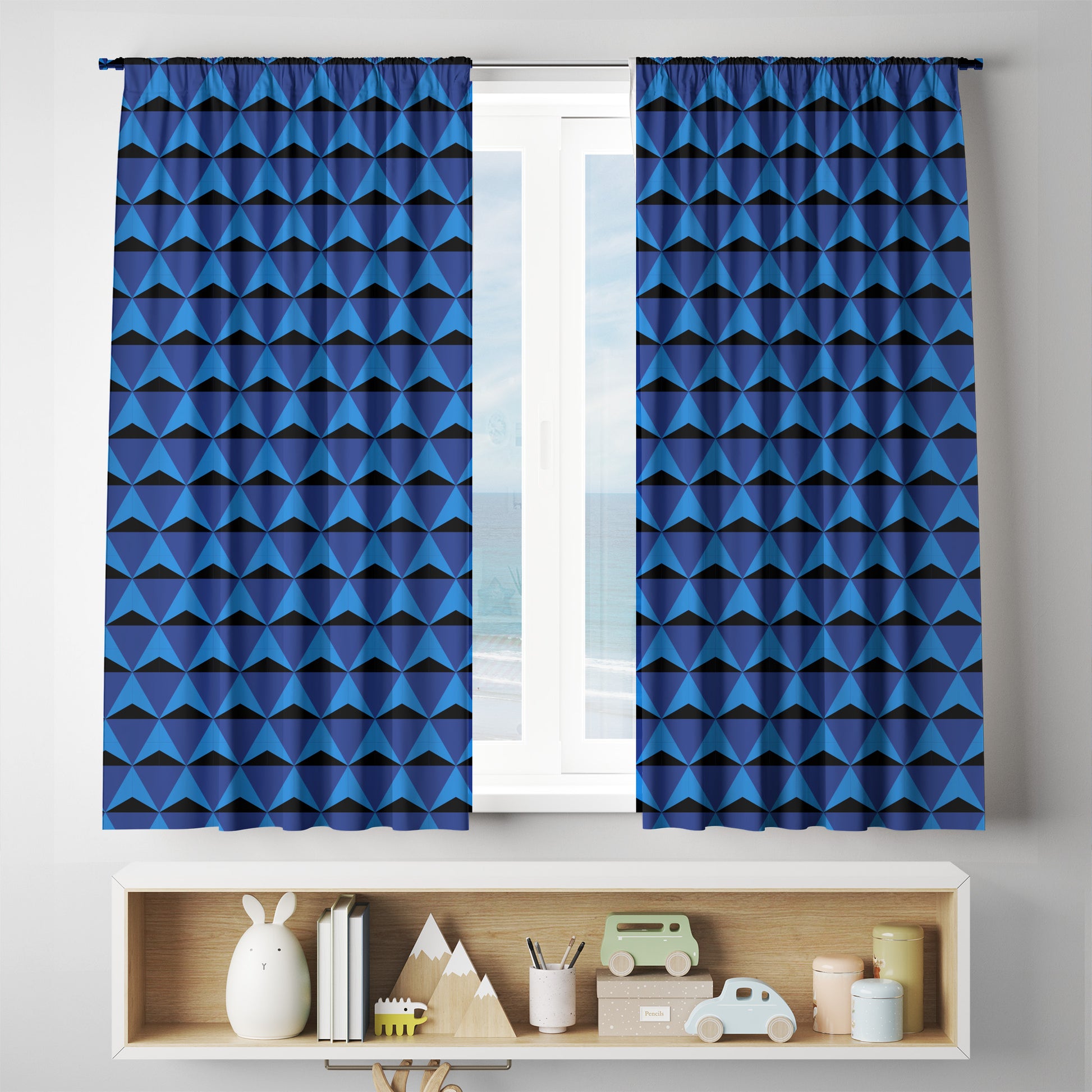 Blue Triangle Curtains