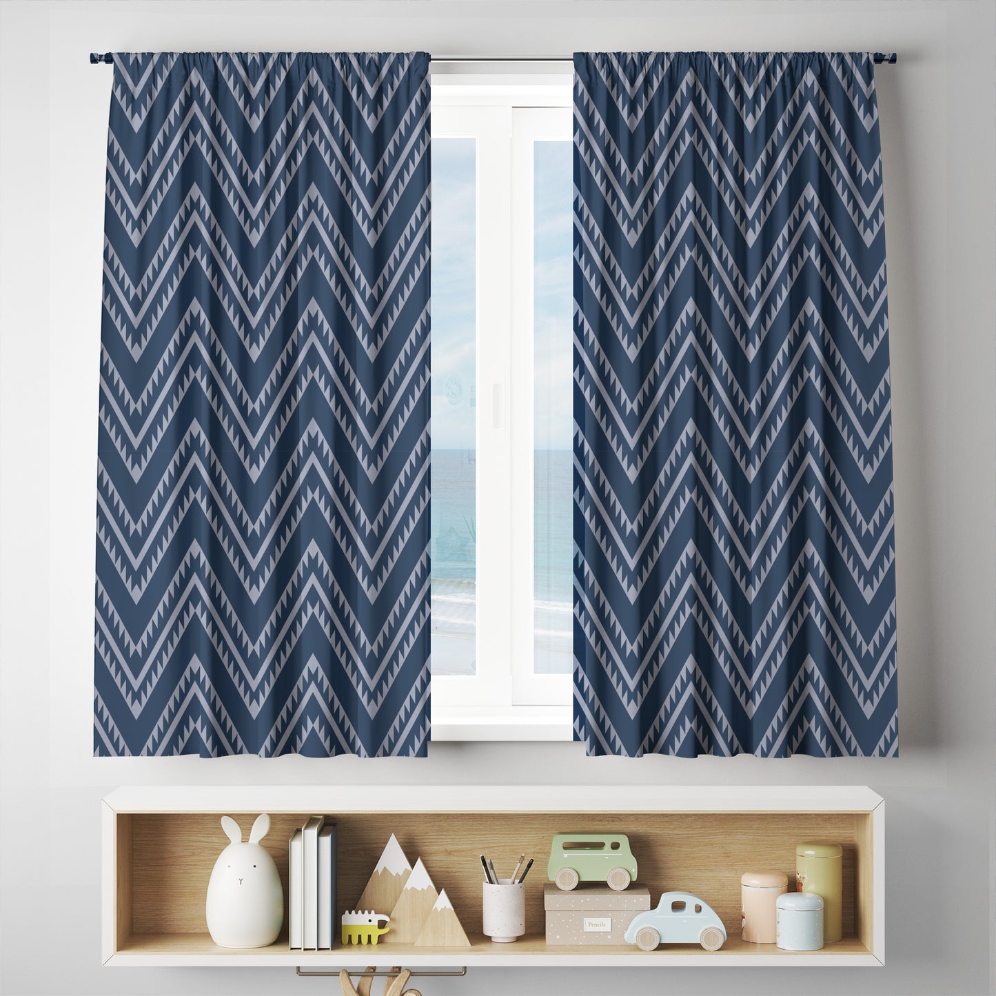 Blue Chevron Curtains