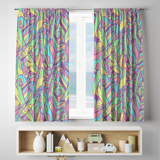 Neon Feathers Curtains