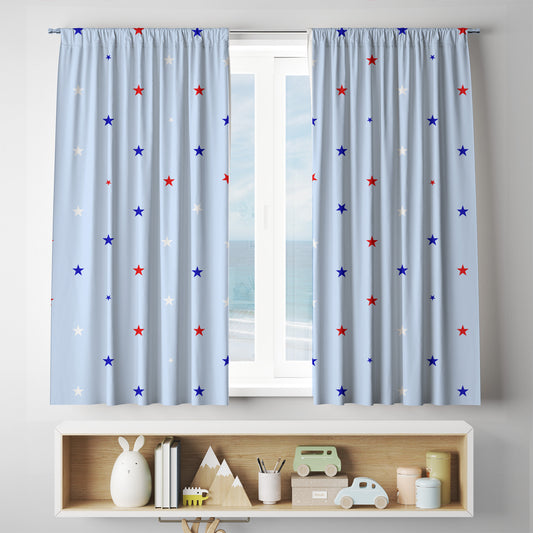 4th of July american curtains with Blue Star design and full sublimation 
