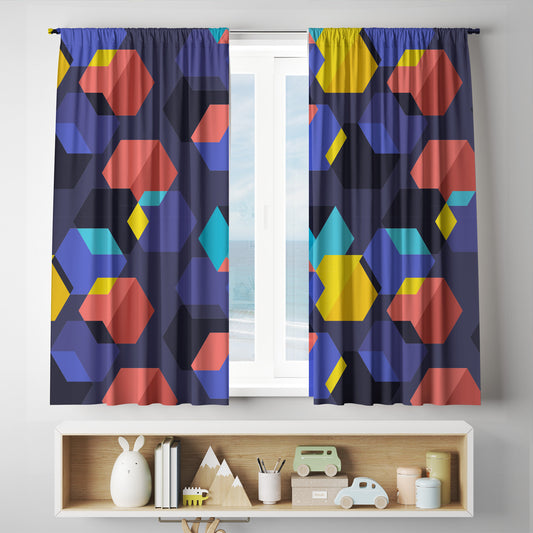 custom full sublimation Vivid Honeycomb Curtains for kids room