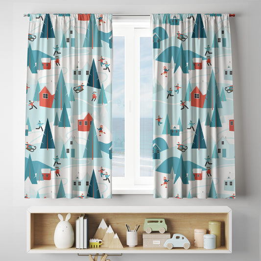custom Snow Day Holiday Curtains with full sublimation printing