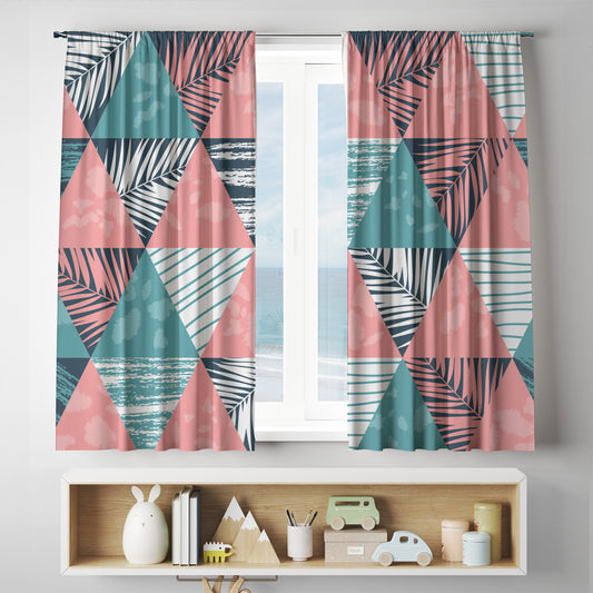 Palm Leaf Pattern Curtains custom full sublimation printed