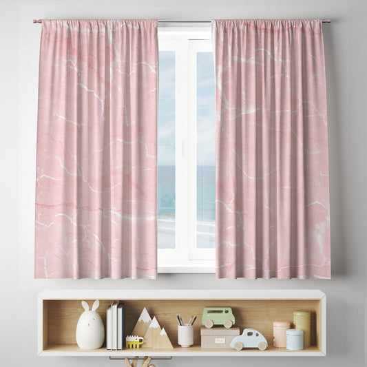 custom full sublimation Blush Pink Marble Curtains