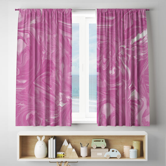 custom barbie pink Hot Pink Marble Curtains