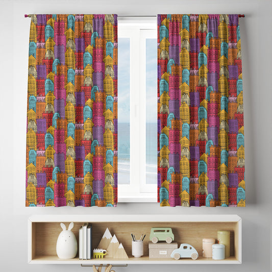 Vibrant City Curtains custom printed with full sublimation