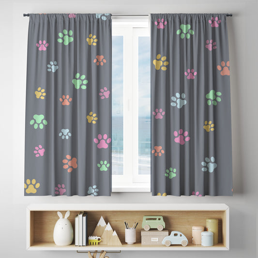 custom full sublimation Paw Print Curtains for pet lovers