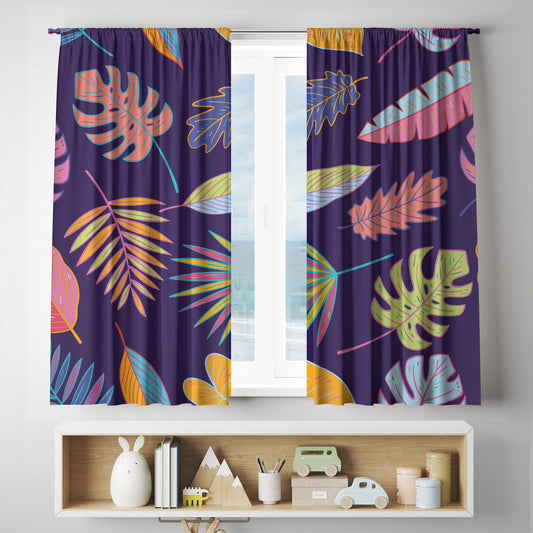 custom Tropical Leaf Curtains full sublimation printed