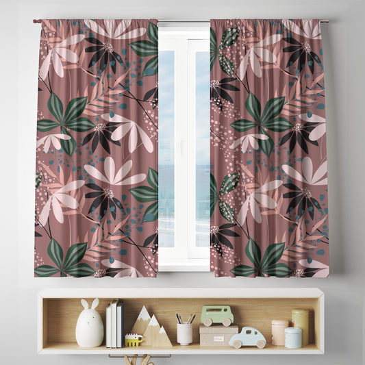 Vintage Floral Curtains custom full sublimation printed