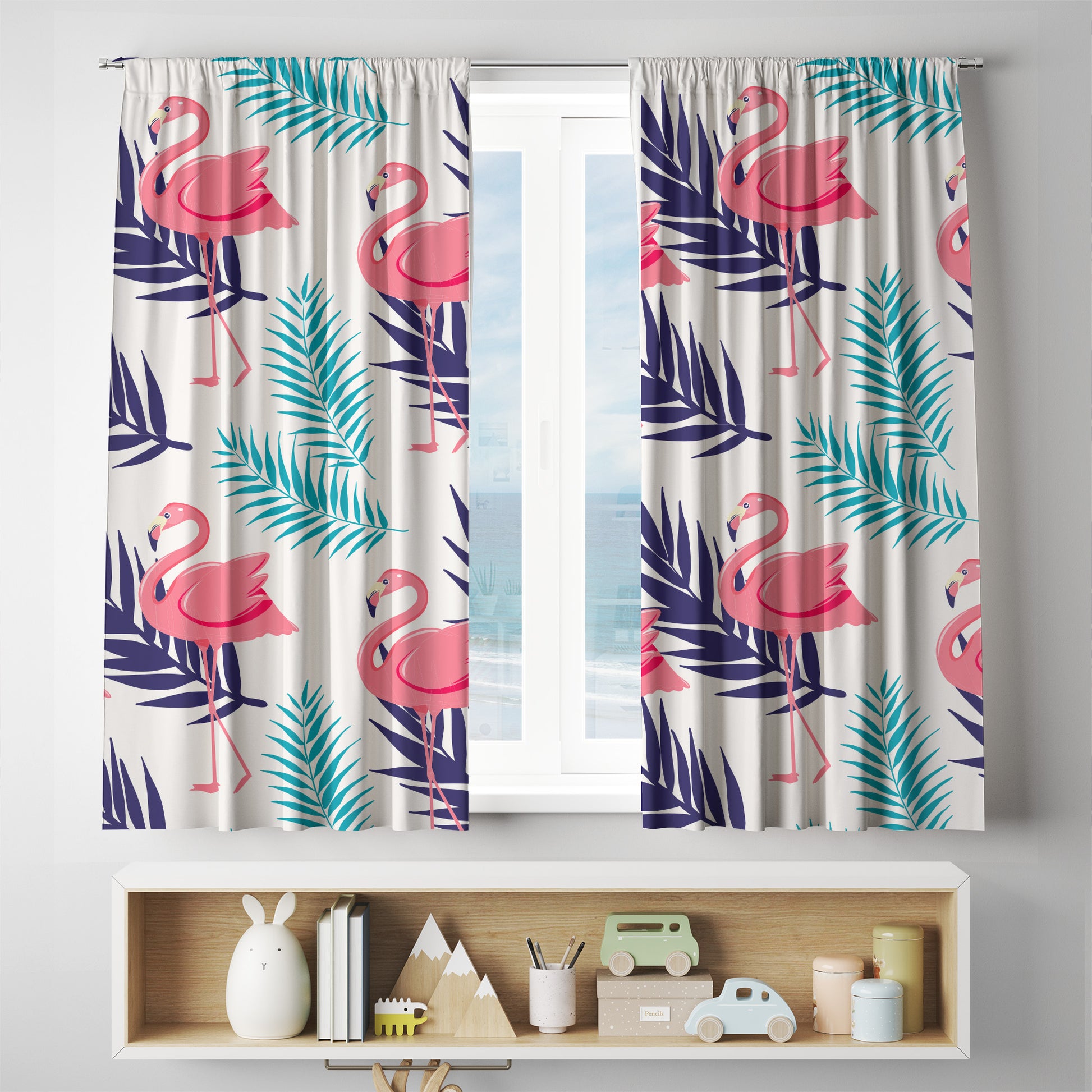 custom full sublimation Flamingo Curtains