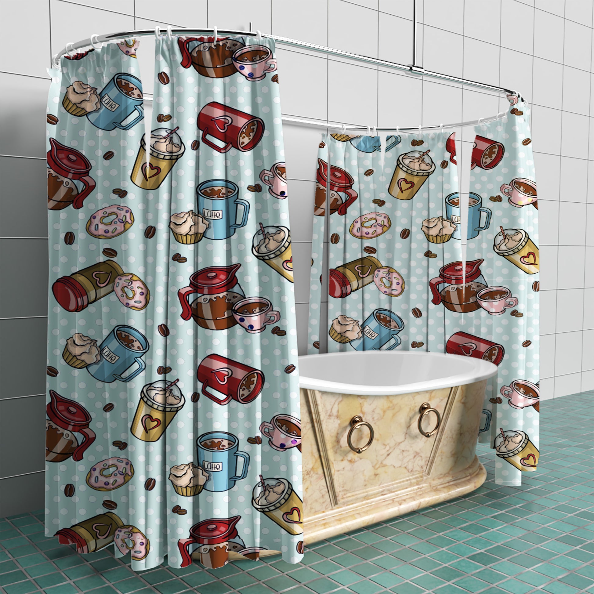 Coffee Latte Fabric Shower Curtain custom