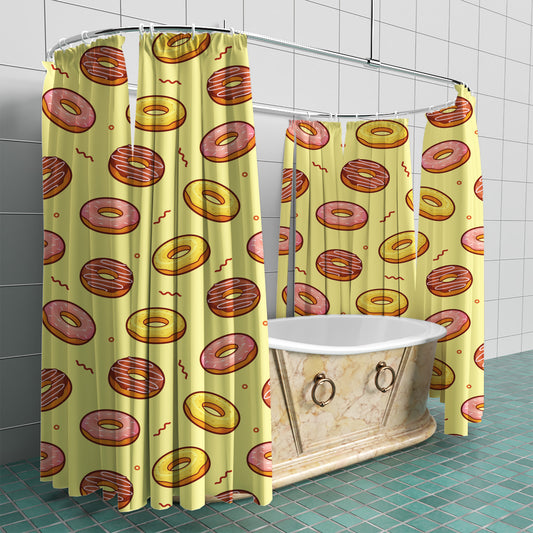 Yellow Donuts Fabric Shower Curtain custom