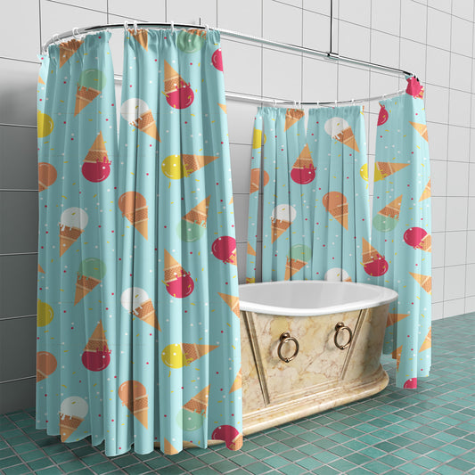 custom Ice Cream Cone Fabric Shower Curtain