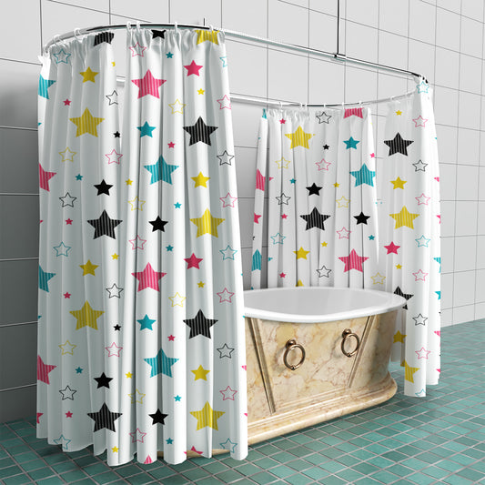 White Star Fabric Shower Curtain custom