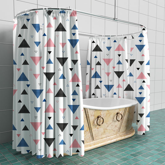 White Triangle Fabric Shower Curtain full sublimation