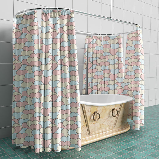 Love Hearts Fabric Shower Curtain full sublimation