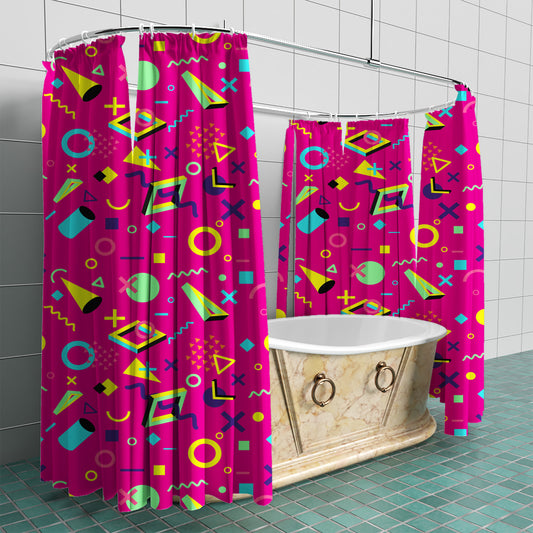 Funky Retro Fabric Shower Curtain