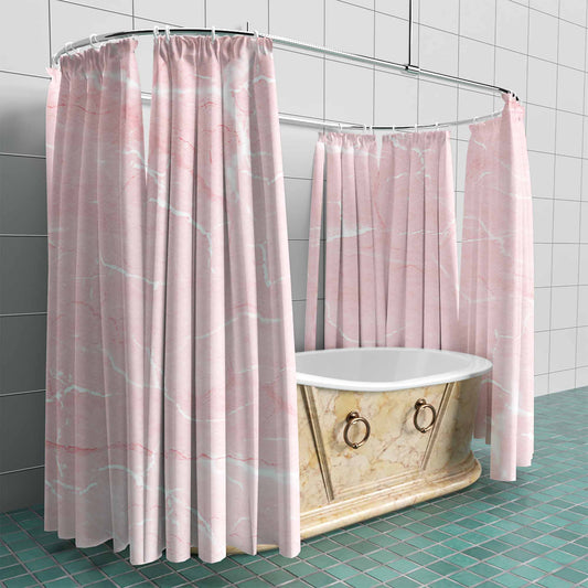 custom Blush Pink Marble Fabric Shower Curtain full sublimation