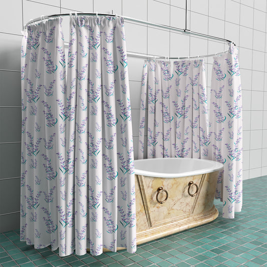 Lilac Floral Fabric Shower Curtain