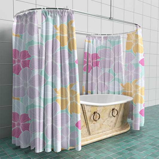 Purple Floral Fabric Shower Curtain full sublimation