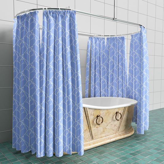 Blue Leaf Fabric Shower Curtain
