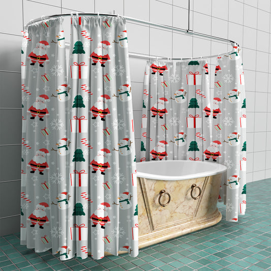 Santa Christmas Fabric Shower Curtain for holidays