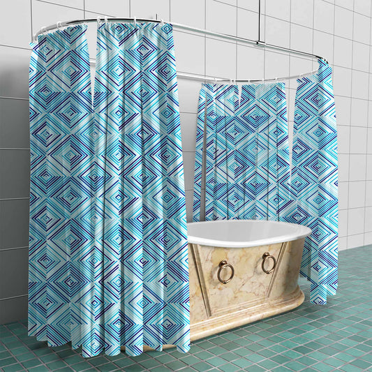 Blue Diamond full sublimation Fabric Shower Curtain