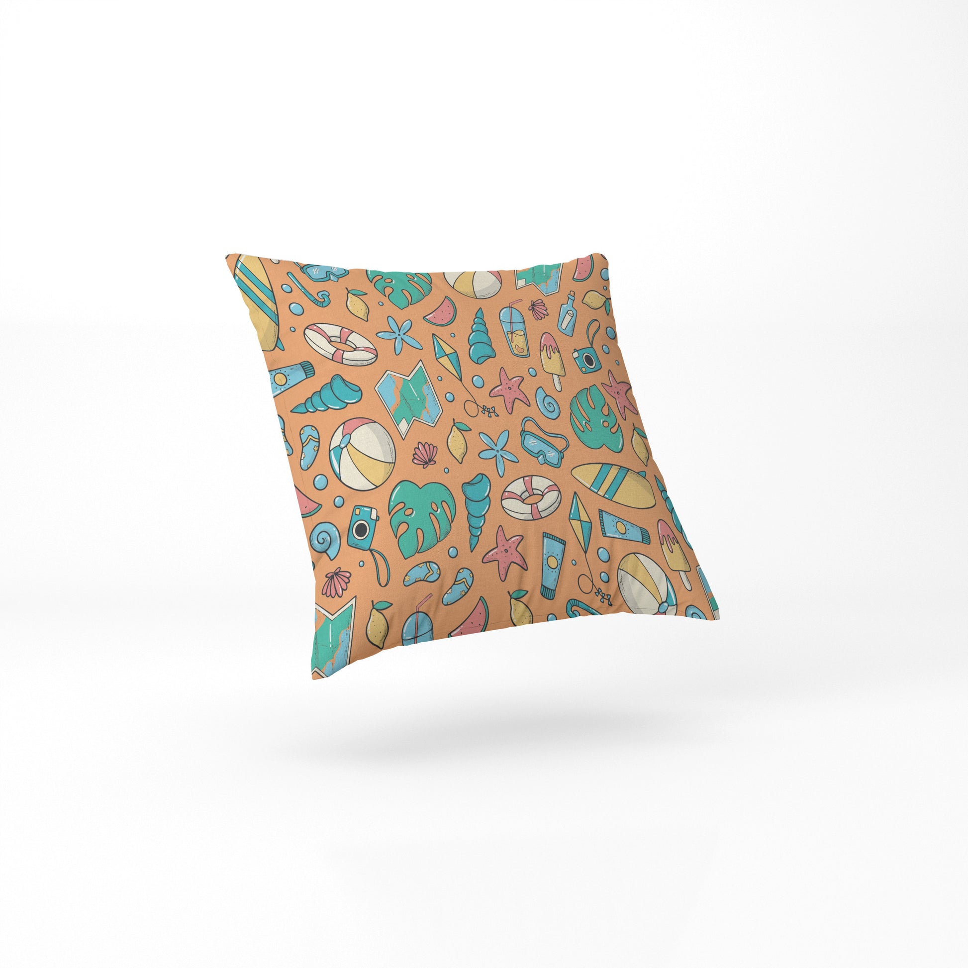 Beach Day Square throw Pillow custom pastel colour