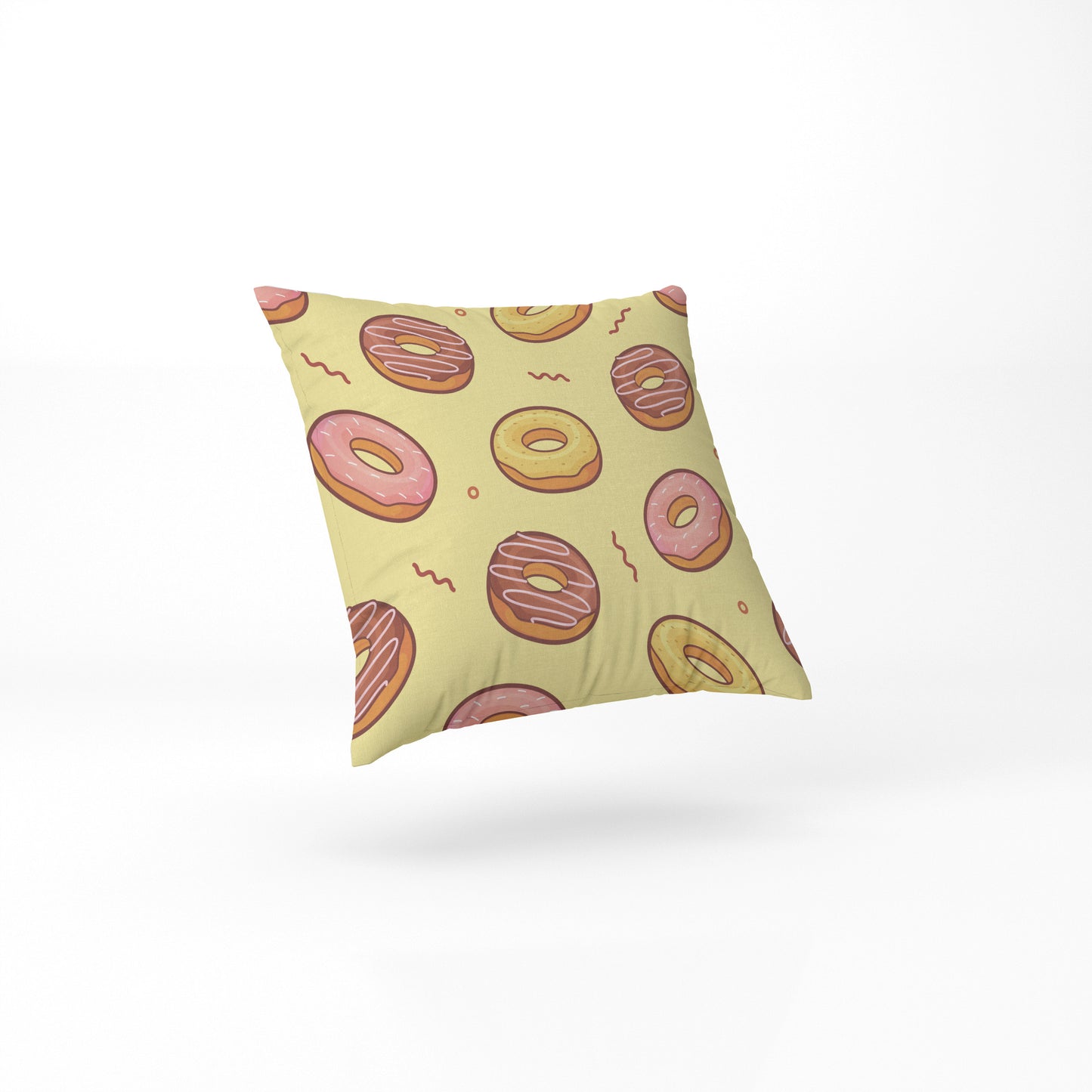 Yellow Donuts square throw Pillow custom pastel colour