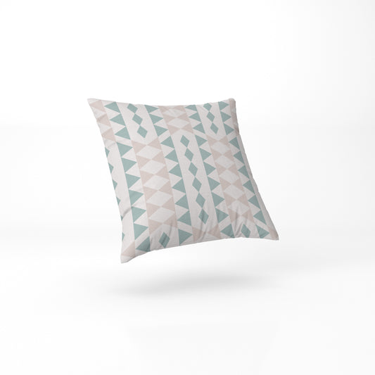 custom Sage and Sand Triangles Pillow in pastel colour