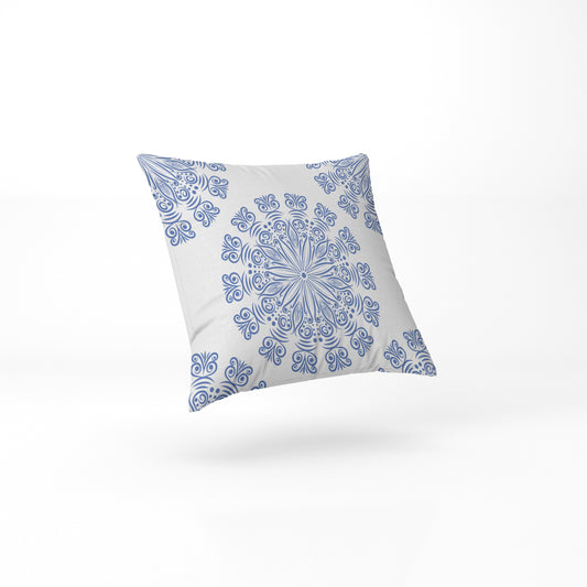 custom full sublimation Blue Mandala Pillow in pastel colour