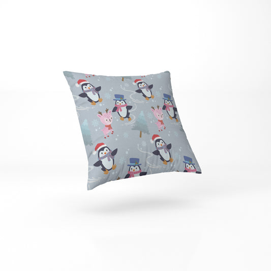 custom Holiday Penguin Pillow full sublimation printed in pastel colour