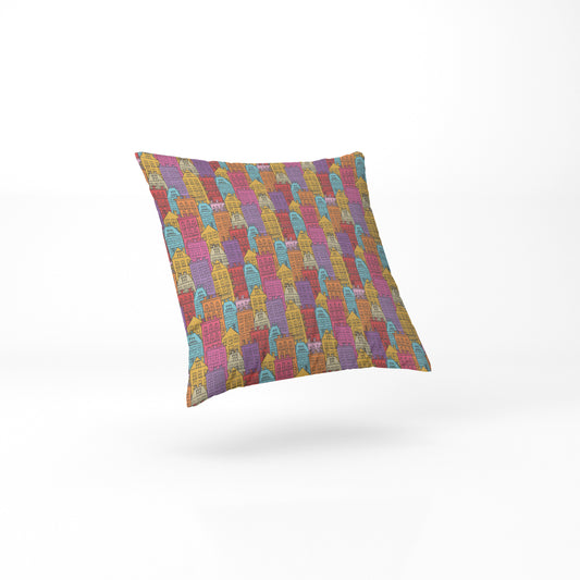 custom full sublimation Vibrant City Pillow in pastel colour