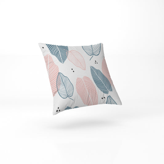 White Leaf Pillow full sublimation printed in pastel colour