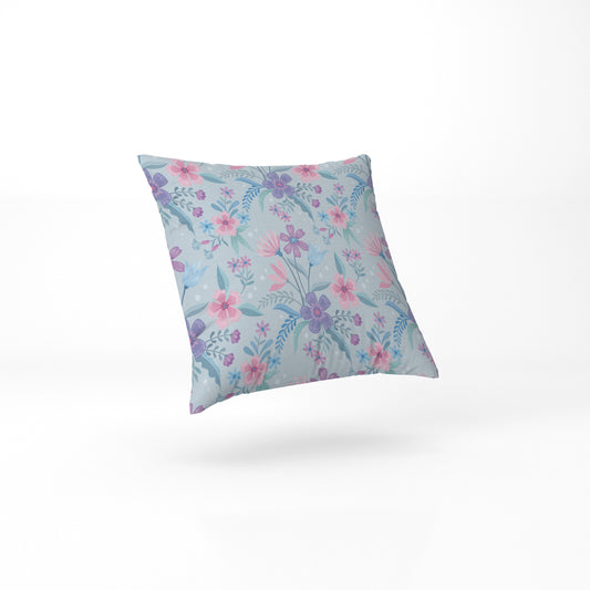 custom Blue Floral Pillow full sublimation printed in pastel colour