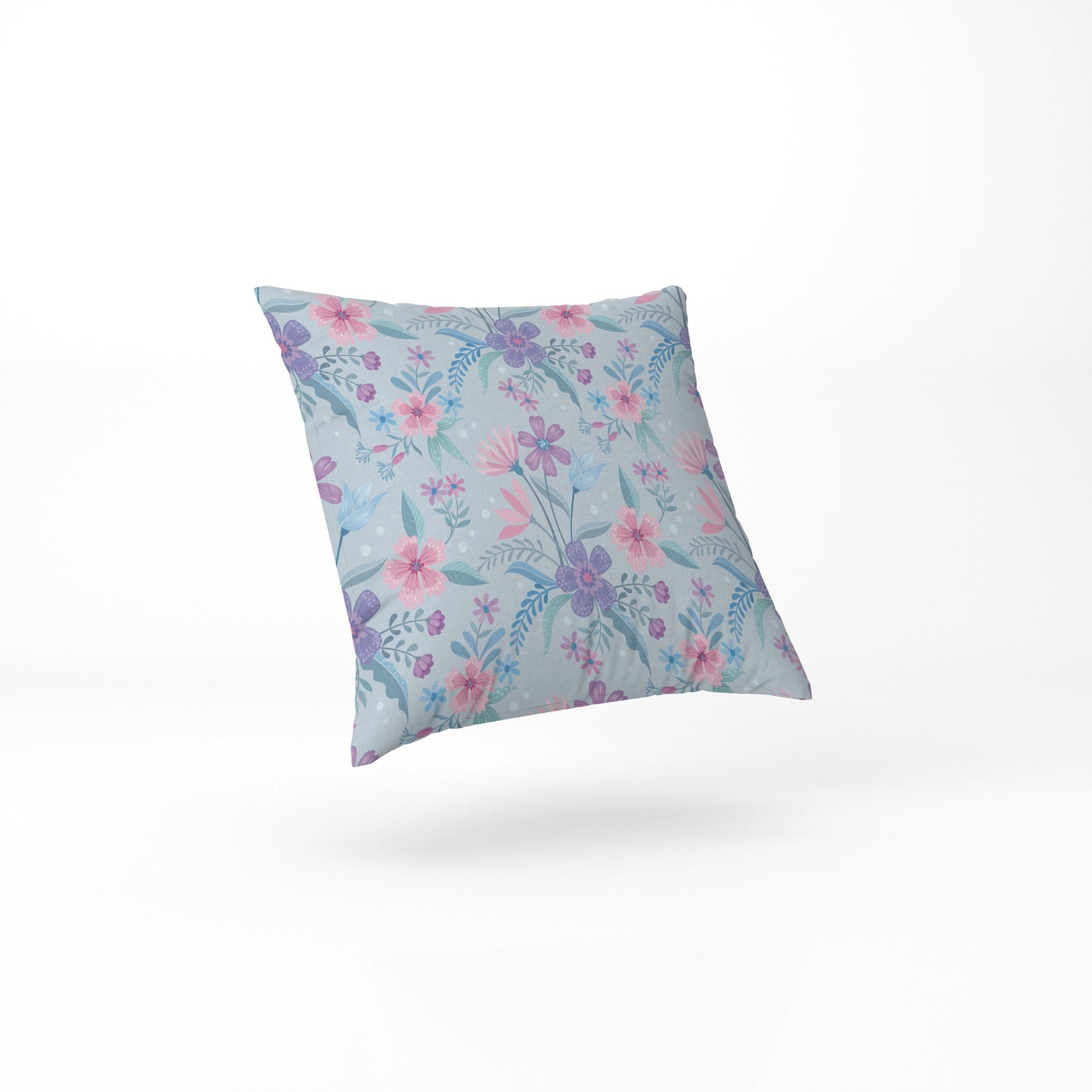 custom Blue Floral Pillow full sublimation printed in pastel colour