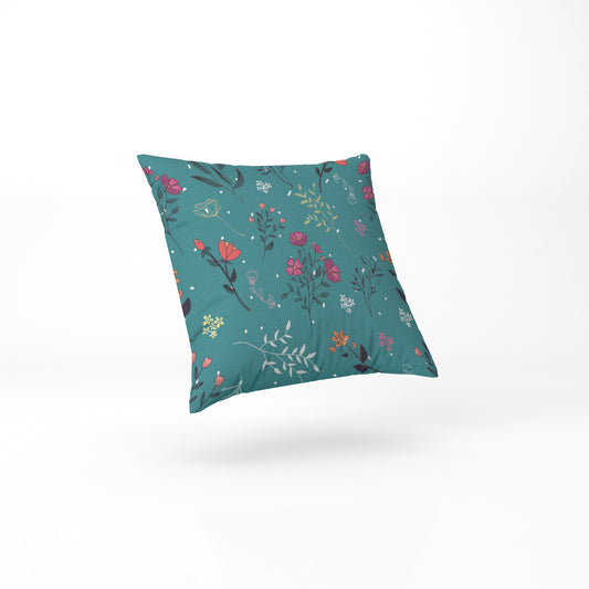 custom Teal Floral Pillow full sublimation printed in pastel colour