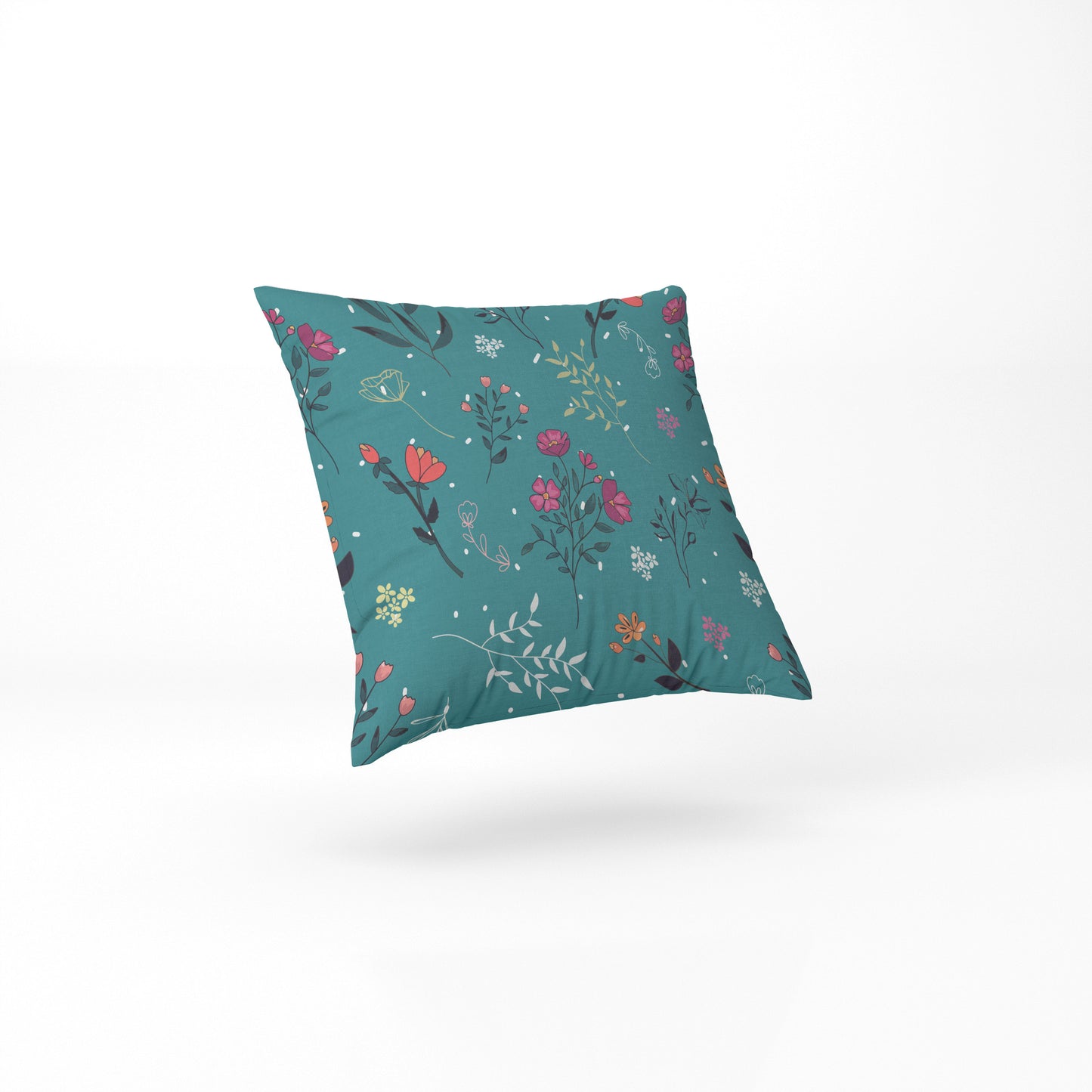 custom Teal Floral Pillow full sublimation printed in pastel colour