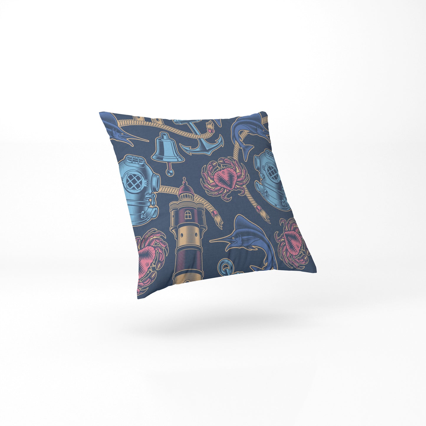 custom Blue Ocean Nautical Pillow full sublimation printed in pastel colour