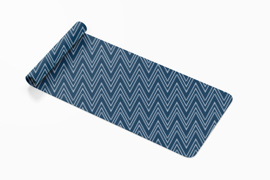 Blue Chevron Yoga Mat