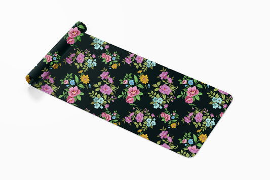 Black Floral Yoga Mat