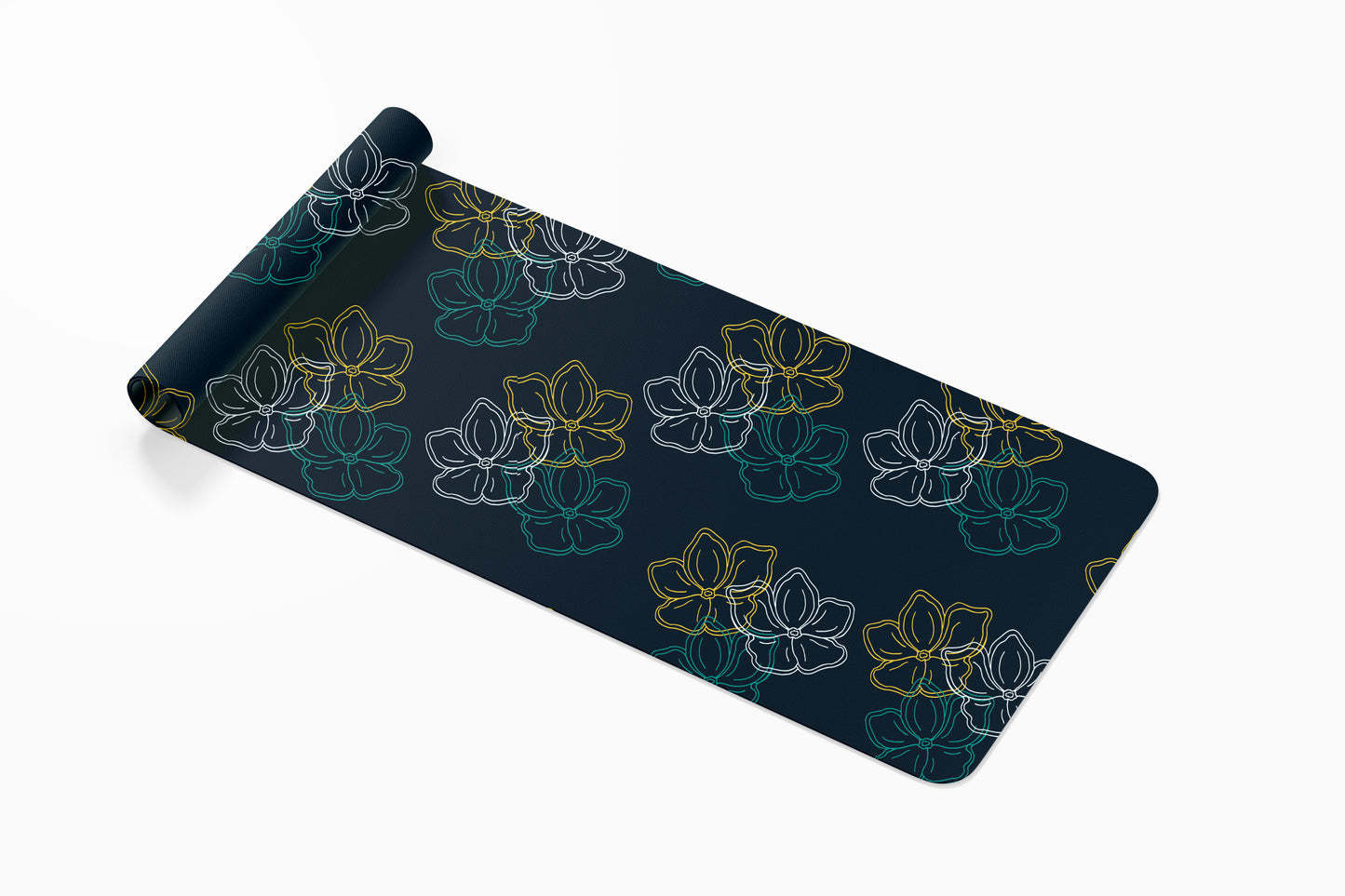 Navy Floral custom Yoga Mat