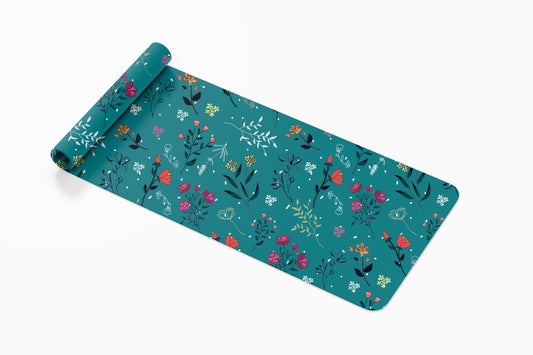 Teal Floral custom Yoga Mat