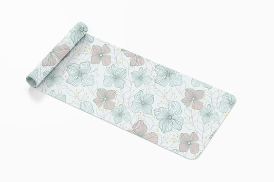 custom White Floral Yoga Mat